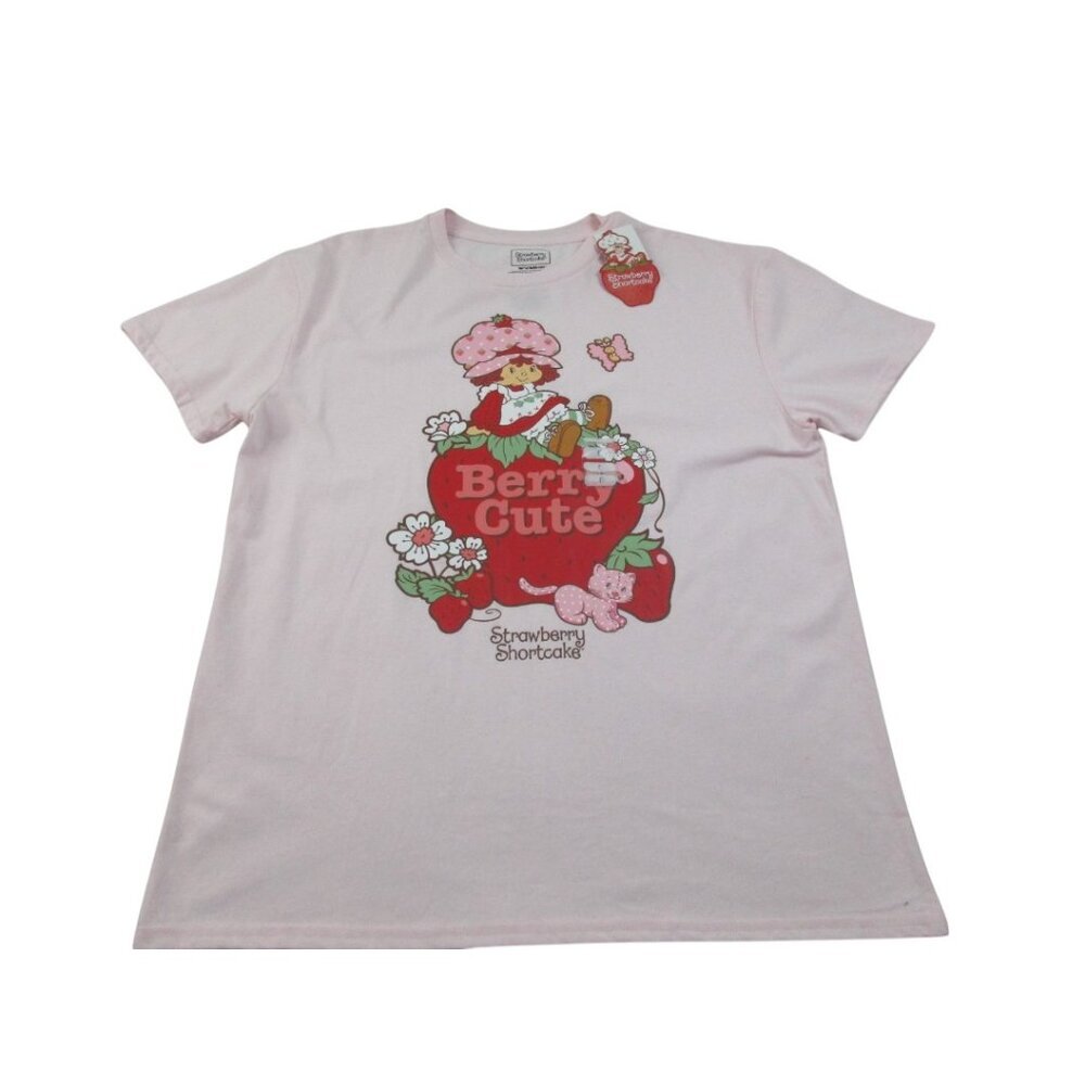 Strawberry Shortcake T-Shirt Pink‎ Berry Cute Graphic Print Crew Neck